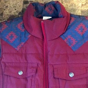 ARIAT Women’s Vest :  Burgundy w/Navy Blue Accents